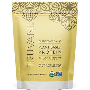 Truvani Organic Plant Based Protein Powder, Banana Cinnamon, 10 servings(297g)