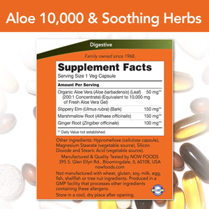 Aloe 10,000 & Soothing Herbs with 10,000 mg Aloe Vera Equivalency, 90 Veg Capsules