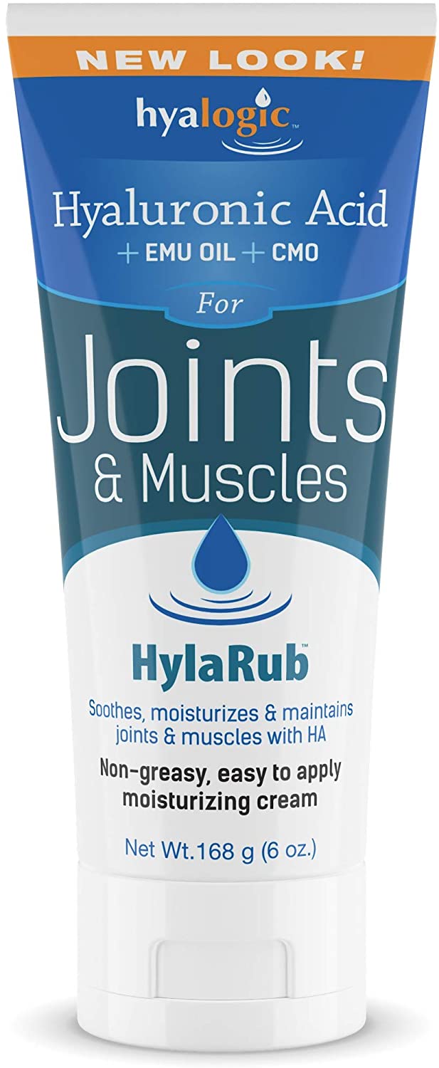 HylaRub HA Joint &amp; Muscle Cream – Hyaluronic Acid Muscle Rub w/ Emu Oil &amp; CMO – Non Greasy, Soothes, Moisturizes &amp; Maintains Shoulders, Knees, Back, Hips &amp; More 6 oz. by Hyalogic