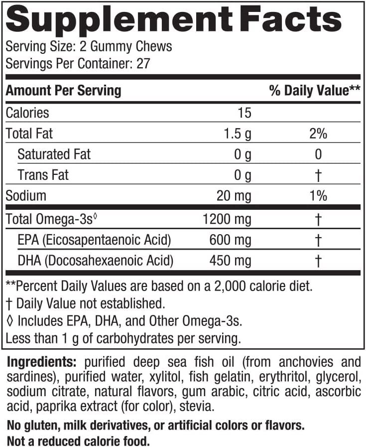 Nordic Naturals Zero Sugar Ultimate Omega Gummy Chews, Tropical Fruit - 54 Gummy Chews - Support for a Healthy Heart, Brain, &amp; Immunity - Non-GMO - Vegetarian - 27 Servings