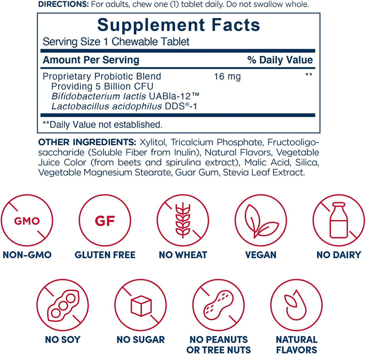 American Health Probiotic Chewable, Grape - 5 Billion Live Cultures, Beneficial Bacteria for The Digestive & Immune Systems, 60 Count