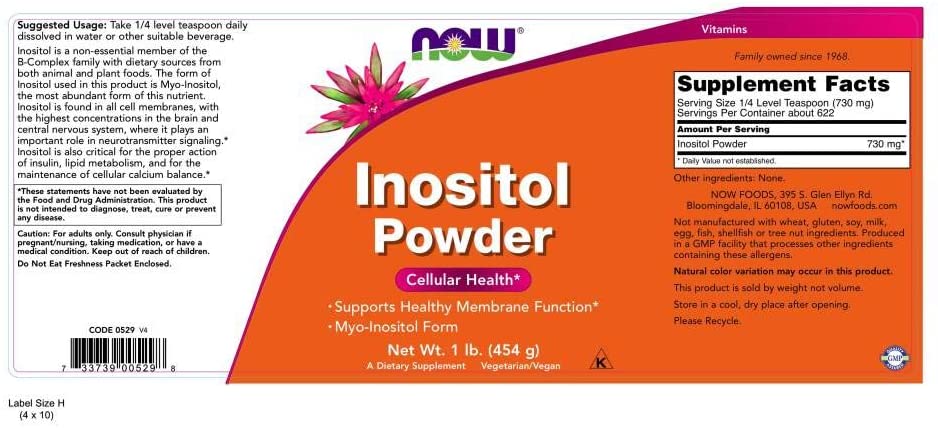 NOW Supplements, Inositol Powder, Neurotransmitter Signaling*, Cellular Health*, 1-Pound