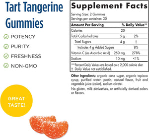 Nordic Naturals Vitamin C Gummies, Tart Tangerine - 60 Gummies - 250 mg Vitamin C - Immune Support, Antioxidant Protection, Child Growth & Development - Non-GMO, Vegan - 30 Servings