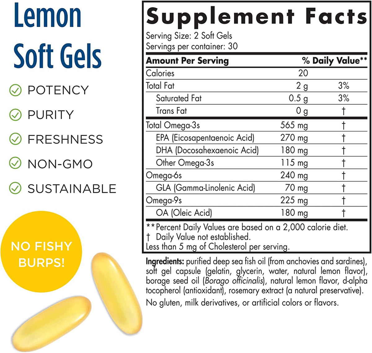 Nordic Naturals Complete Omega, Lemon Flavor - 60 Soft Gels - 565 mg Omega-3 - EPA &amp; DHA with Added GLA - Healthy Skin, Cognition, Positive Mood - Non-GMO - 30 Servings