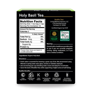 Buddha Teas Organic Holy Basil (Tulsi) Tea - OU Kosher, USDA Organic, CCOF Organic, 18 Bleach-Free Tea Bag