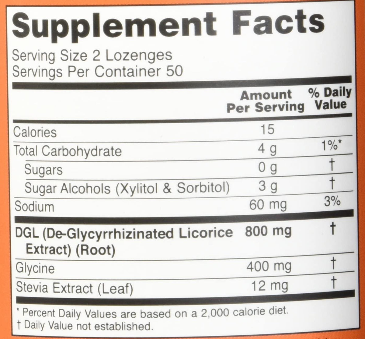 NOW FOODS -DGL 400 mg - 100 Lozenges