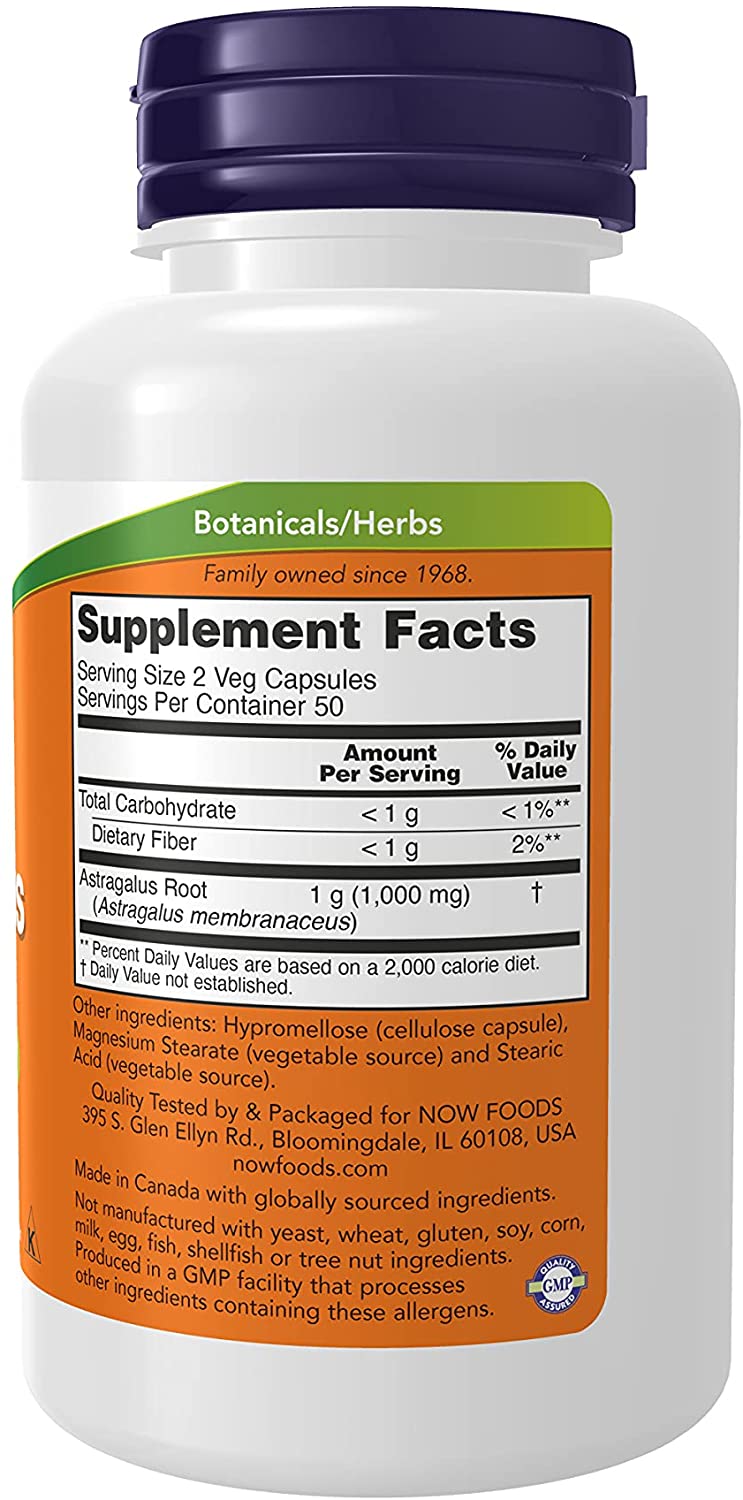 NOW Supplements, Astragalus (Astragalus membranaceus) 500 mg, Immune System Support*, 100 Capsule