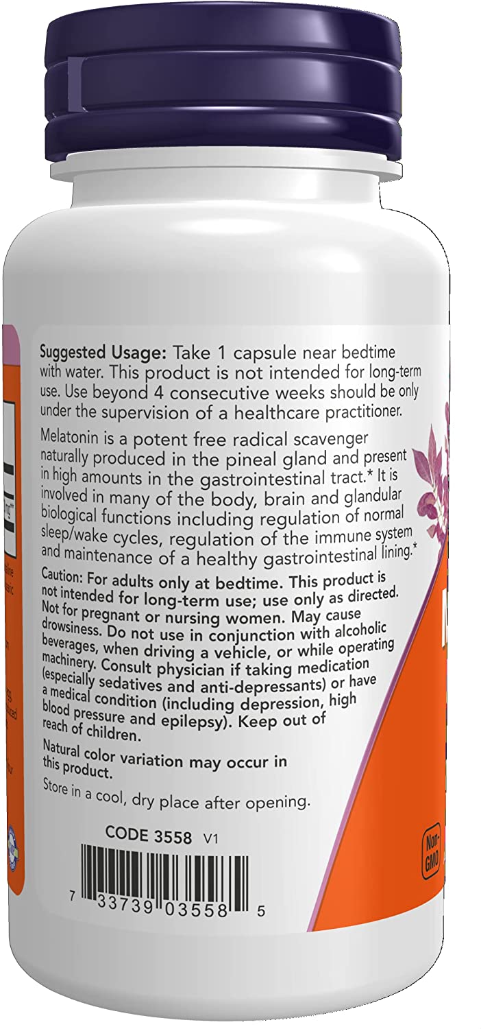 NOW Supplements, Maximum Strength Melatonin 20 mg, Healthy Sleep Cycle*, Free Radical Scavenger*, Gastrointestinal Support*, 90 Veg Capsules