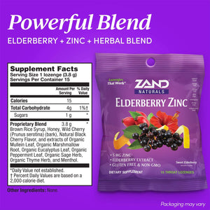Zand HerbaLozenge® Elderberry Zinc Sweet Elderberry, 15 Lozenges