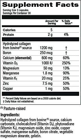 Bone Health and Joint Support Supplement with Calcium, Boron, Magnesium, Vitamin D3 &amp; Hydrolyzed Collagen | Bone Density Supplements for Women and Men (90 Capsules)