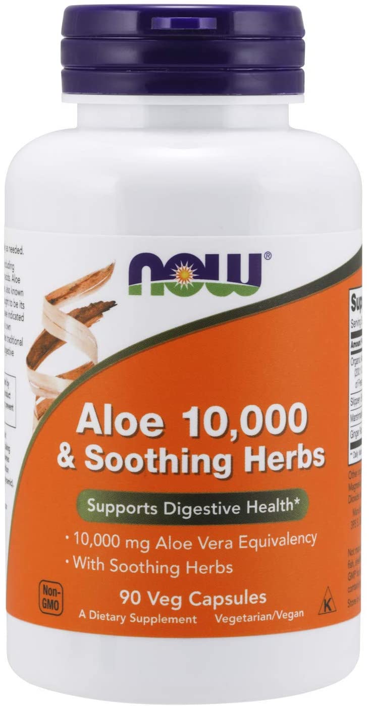 Aloe 10,000 &amp; Soothing Herbs with 10,000 mg Aloe Vera Equivalency, 90 Veg Capsules