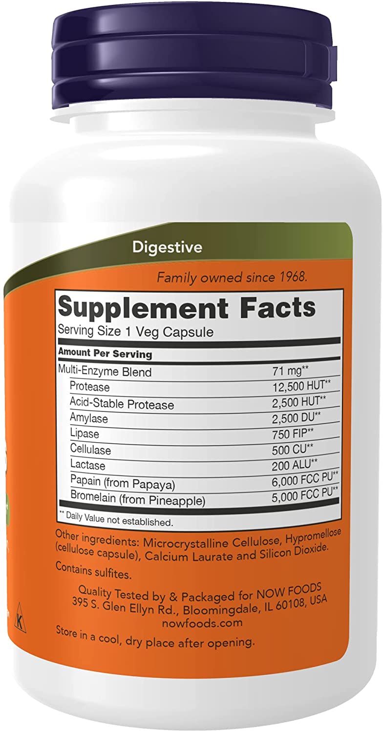 NOW Supplements, Plant Enzymes with Lactase, Protease, Papain and Bromelain, 120 Veg Capsules