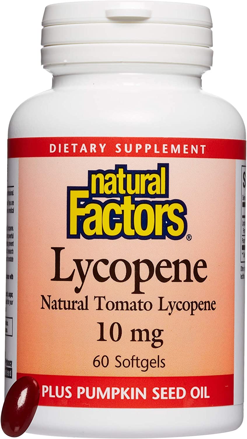 Natural Factors, Lycopene 10 mg, Antioxidant Support to Help Reduce Free Radical Damage with Pumpkin Seed, 60 softgels (60 servings)