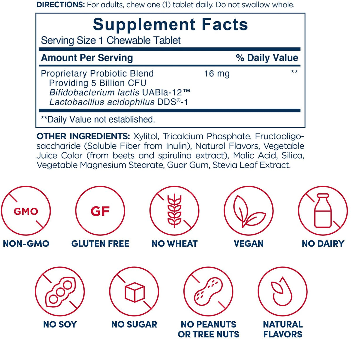 American Health Probiotic Grape, Daily Chewable Tablet, 5 Billion Live Cultures, Beneficial Bacteria for The Digestive & Immune Systems, 30 Count