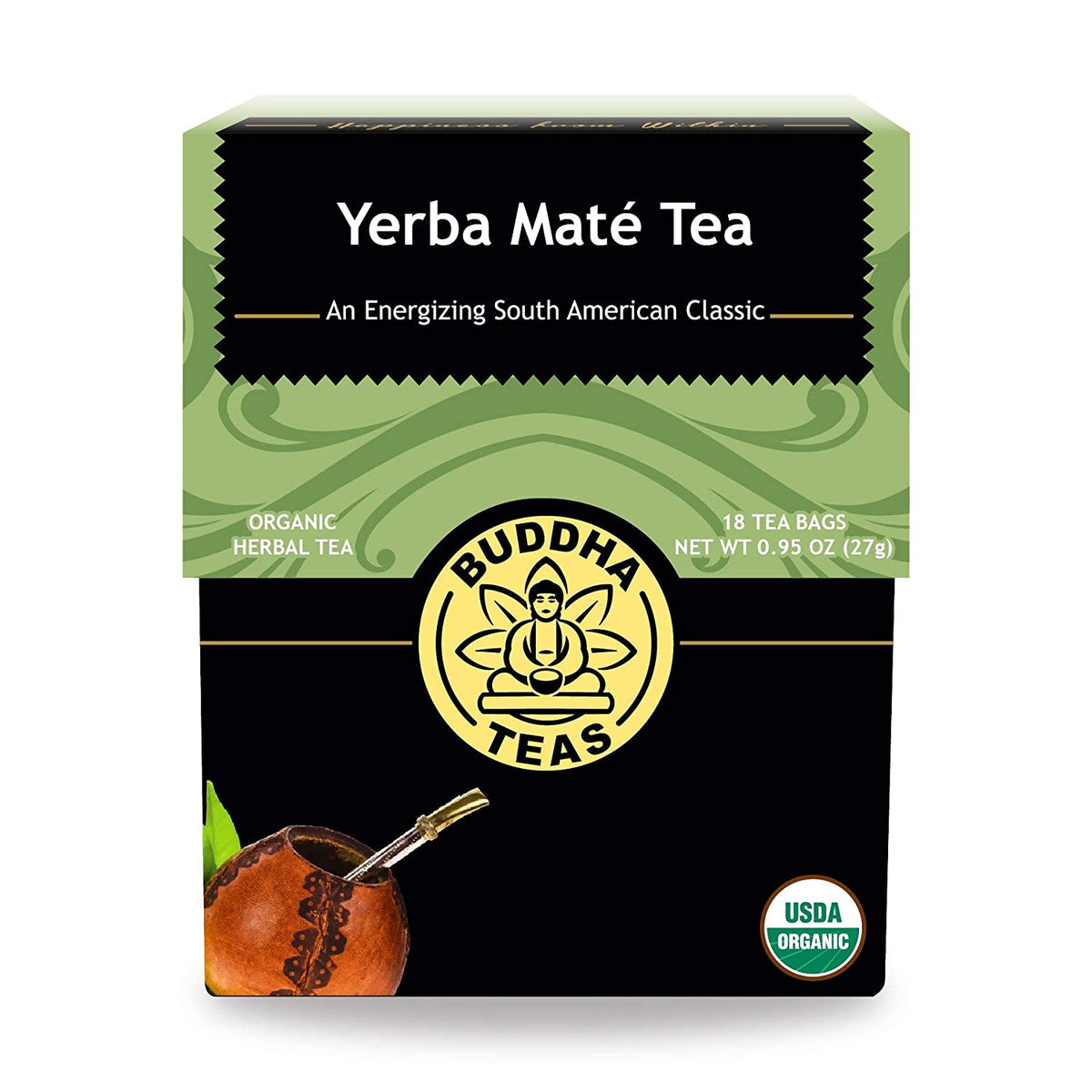 Buddha Teas Organic Yerba Mate Tea - OU Kosher, USDA Organic, CCOF Organic, 18 Bleach-Free Tea Bag