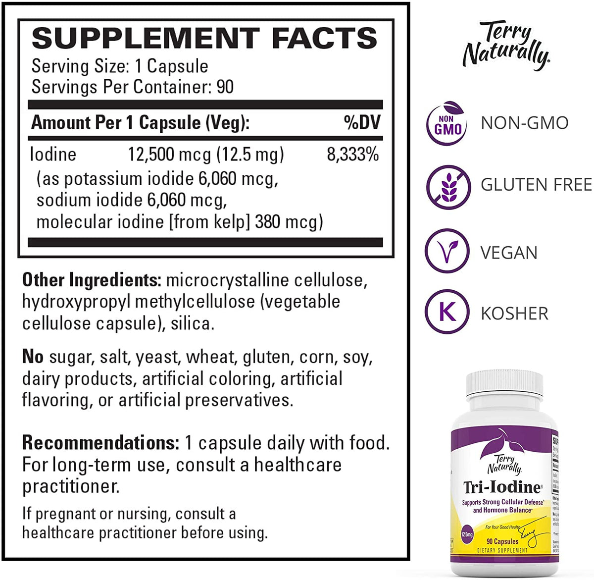 Terry Naturally Tri-Iodine™, 12.5 mg, 90 Capsules
