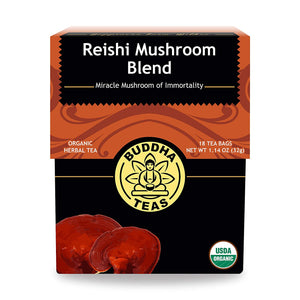 Buddha Teas Organic Reishi Mushroom Blend - OU Kosher, USDA Organic, CCOF Organic, 18 Bleach-Free Tea Bag