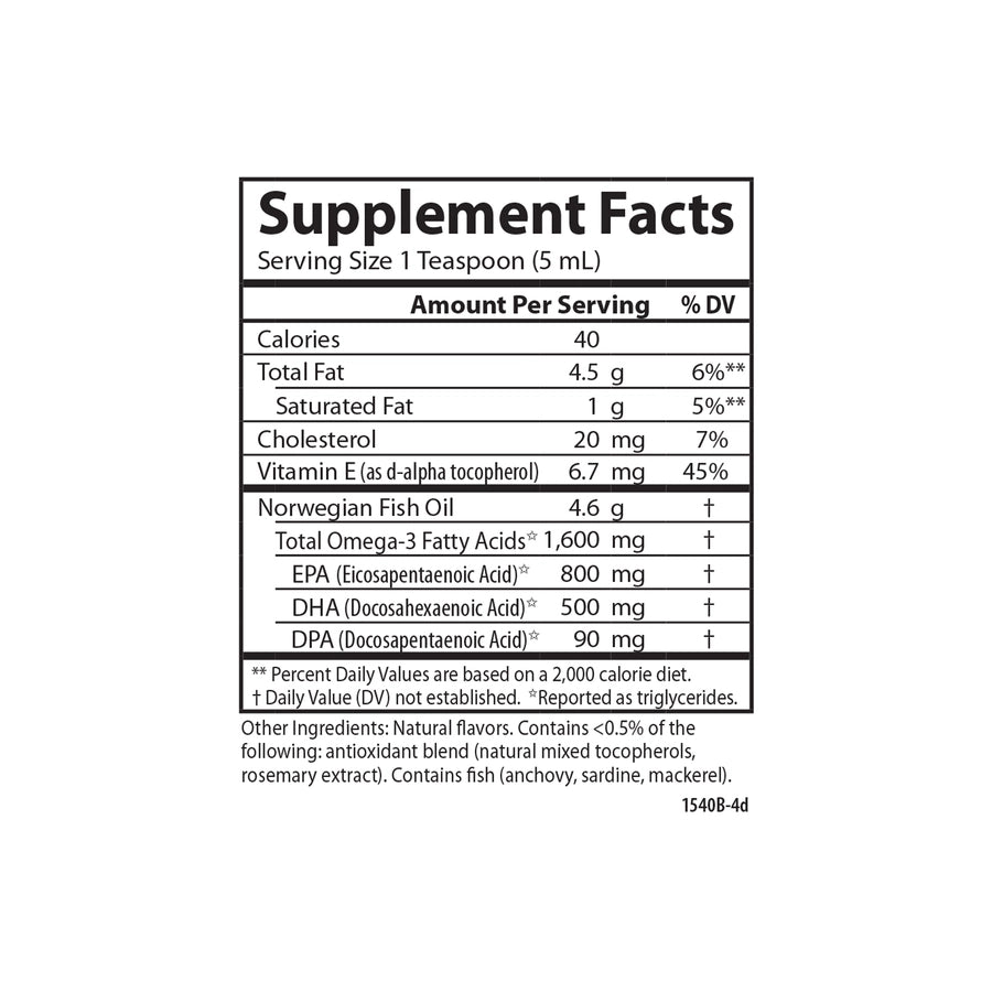 Carlson - The Very Finest Fish Oil, 1600 mg Omega-3s, Liquid Fish Oil Supplement, Norwegian Fish Oil, Wild-Caught, Sustainably Sourced Fish Oil Liquid, Just Peachie, 200 mL (6.7 Fl Oz)