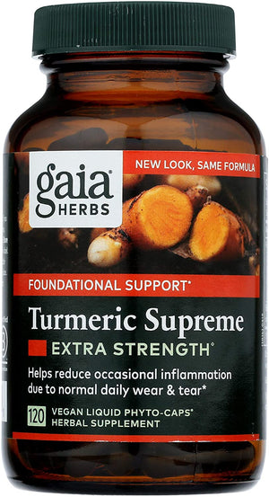 Gaia Herbs Turmeric Supreme Extra Strength, 120 Vegan Liquid Phyto Caps