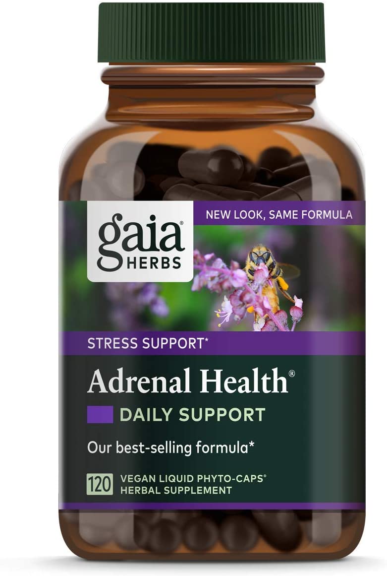 Gaia Herbs Adrenal Health Daily Support - with Ashwagandha, Holy Basil & Schisandra - Herbal Supplement to Help Maintain Healthy Energy & Stress Levels - 120 Vegan Liquid Phyto-Capsules (120 Count)