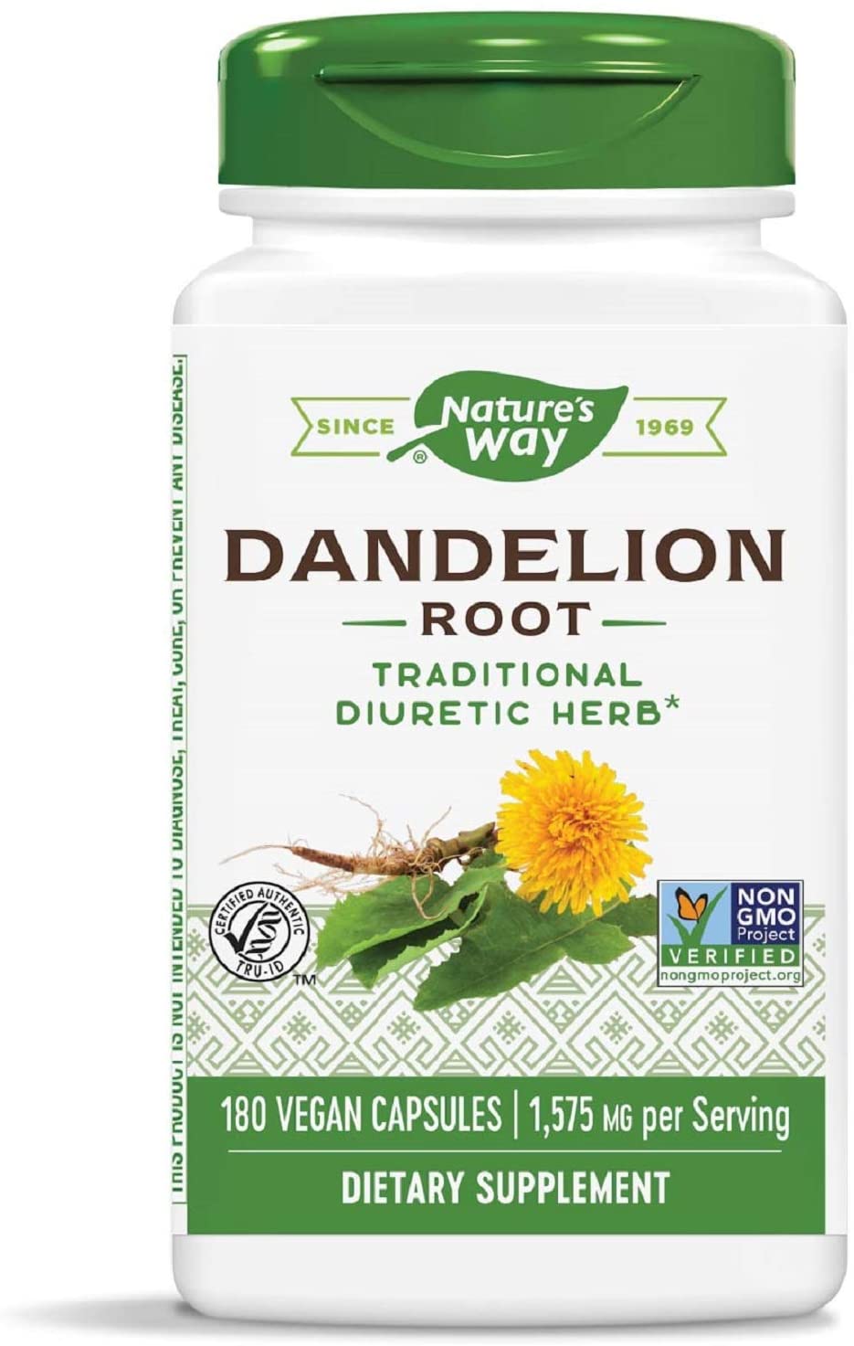 Nature's Way Dandelion Root, Traditional Diuretic Herb*, Traditionally used to Soothe Digestive Upset*, Vegan, 180 Capsules