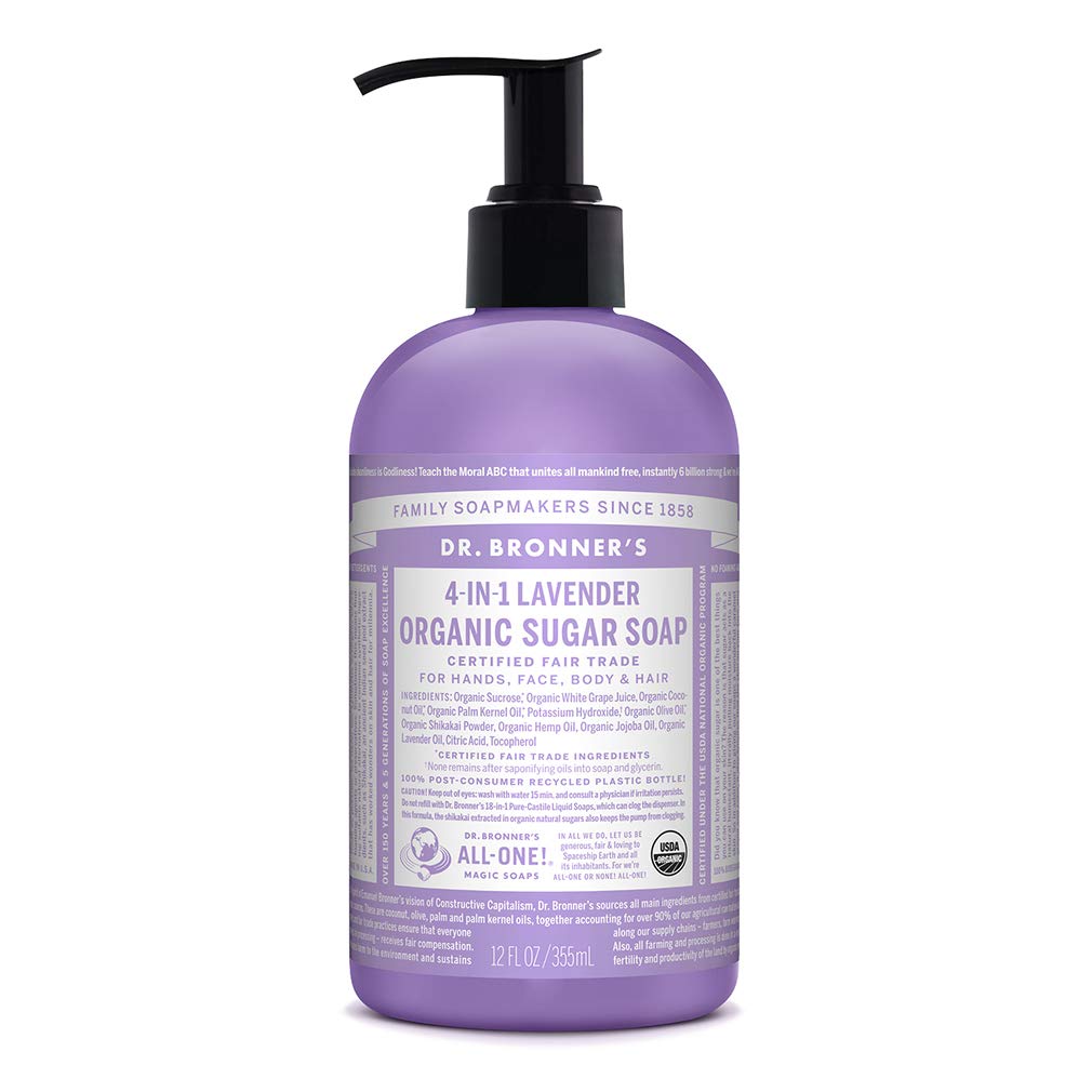 Dr. Bronner&#39;s Organic 4-in-1 Pump Soap Sugar Lavender, 12 fl oz