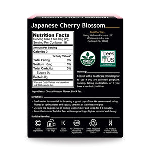 Japanese Cherry Blossom Tea - Kosher, Contains Caffeine, GMO-Free - 18 Bleach-Free Tea Bags