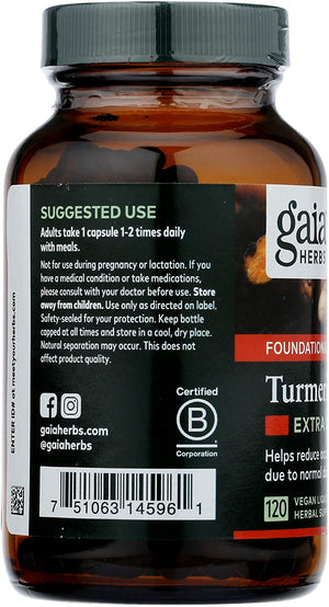 Gaia Herbs Turmeric Supreme Extra Strength, 120 Vegan Liquid Phyto Caps