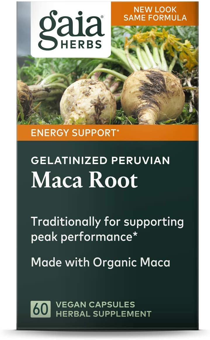 Gaia Herbs Maca Root - Caffeine-Free Natural Energy Supplement - Supports and Maintains Healthy Energy and Stamina - Made with Organic Maca Root (Lepidium meyenii) - 60 Vegan Capsules (30-Day Supply)