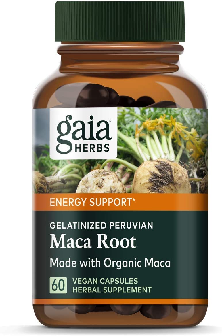 Gaia Herbs Maca Root - Caffeine-Free Natural Energy Supplement - Supports and Maintains Healthy Energy and Stamina - Made with Organic Maca Root (Lepidium meyenii) - 60 Vegan Capsules (30-Day Supply)
