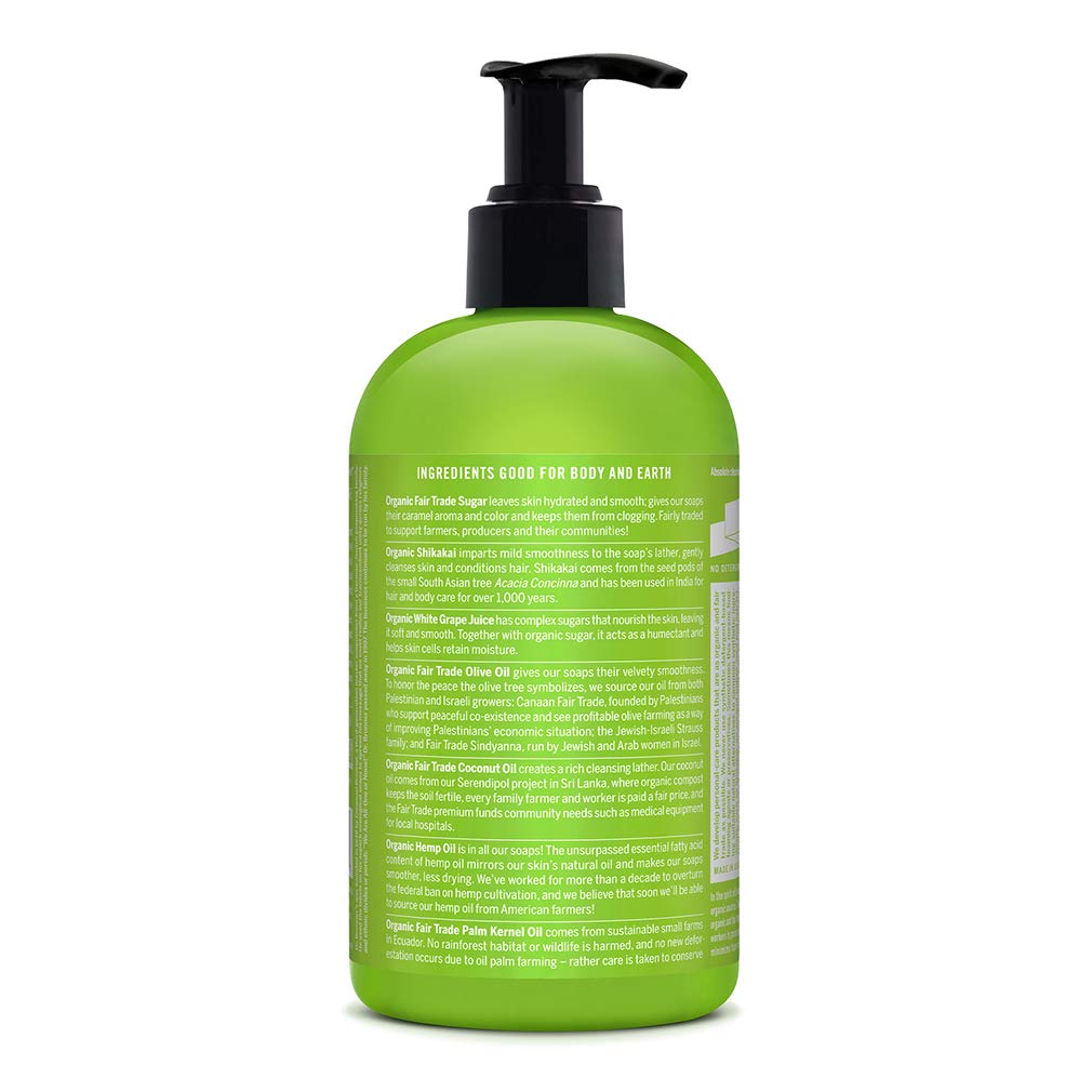 Dr. Bronner&#39;s - Organic Sugar Soap (Lemongrass, 12 Ounce) - Made with Organic Oils, Sugar and Shikakai Powder, 4-in-1 Use: Hands, Body, Face and Hair, Cleanses, Moisturizes and Nourishes, Vegan