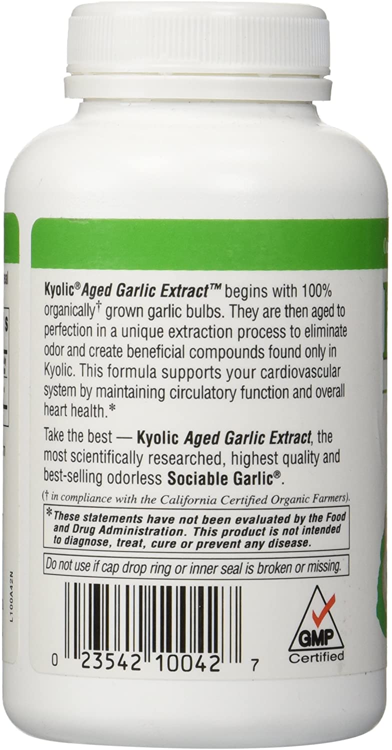Kyolic Aged Garlic Extract Formula 100, Original Cardiovascular, 200 Capsules