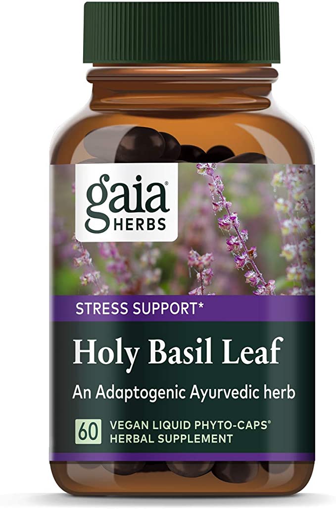 Gaia Herbs Holy Basil Leaf - Helps Sustain a Positive Outlook and Balance in Times of Stress - an Adaptogenic Ayurvedic Herb - 60 Vegan Liquid Phyto-Capsules (30-Day Supply)