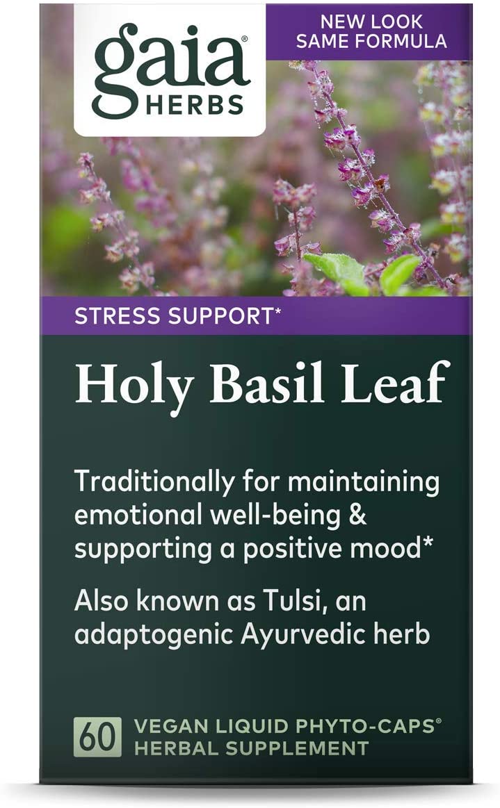Gaia Herbs Holy Basil Leaf - Helps Sustain a Positive Outlook and Balance in Times of Stress - an Adaptogenic Ayurvedic Herb - 60 Vegan Liquid Phyto-Capsules (30-Day Supply)