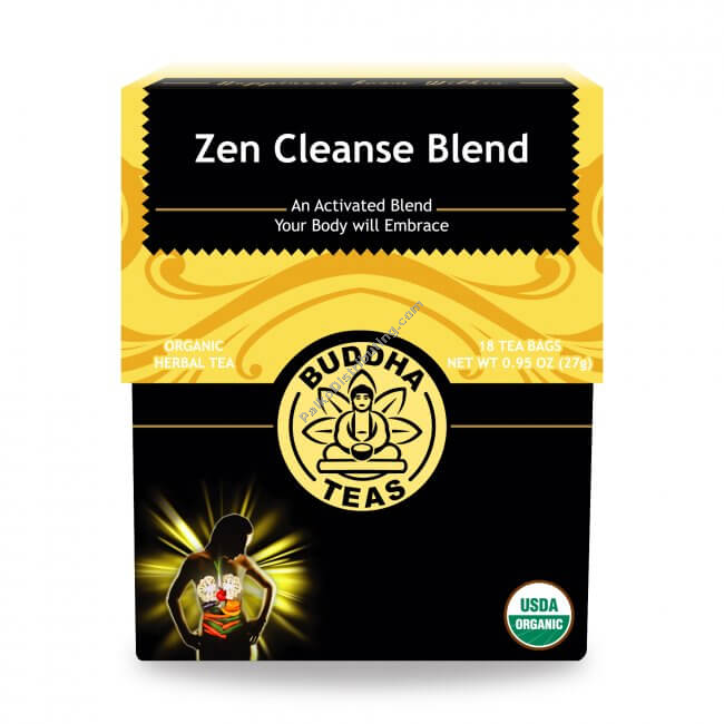 Buddha Teas Organic Zen Cleanse Blend - OU Kosher, USDA Organic, CCOF, 18 Bleach-Free Tea Bag
