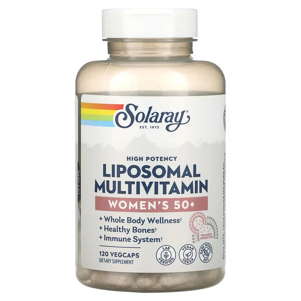 SOLARAY Liposomal Multivitamin for Women 50 Plus, Enhanced Absorption with Iron, Vitamin D, Vitamin C, B12, Biotin &amp; More, Immune Support &amp; Bone Health, Vegan, 30 Servings, 60 VegCaps