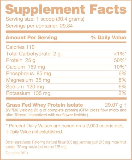 NutraBio Grass Fed Whey Isolate Protein Powder - 25G of Protein Per Scoop - Sugar Free Natural Lean Muscle Protein Supplement - Vanilla Bean- 2 Pounds, 29 Servings.