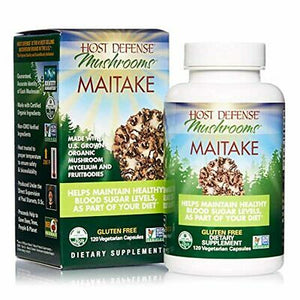 Host Defense, Maitake Capsules, Promotes Normal Blood Sugar Metabolism Already Within The Normal Range, Daily Mushroom Supplement, Vegan, Organic