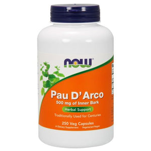 NOW Supplements, Pau D'Arco (Tabebuia heptaphylla) 500 mg, Herbal Support, 250 Veg Capsules