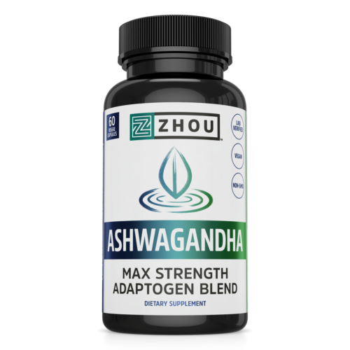 Zhou Ashwagandha - Ashwagandha and Rhodiola for Women &amp; Men, Adaptogen Ashwaganda Extract 1200 mg with Black Pepper, Adaptogenic Support Supplement for Calm, Mood, Sleep - 60 Vegan Capsules