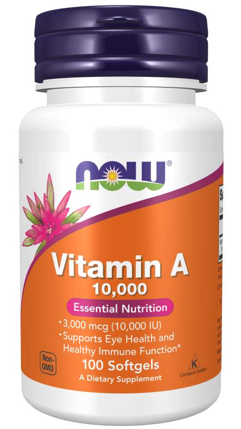 NOW Supplements, Vitamin A 10,000 IU, Eye Health*, Essential Nutrition, 100 Softgels