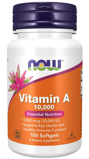 NOW Vitamin A, 10000 IU, 100 Softgels