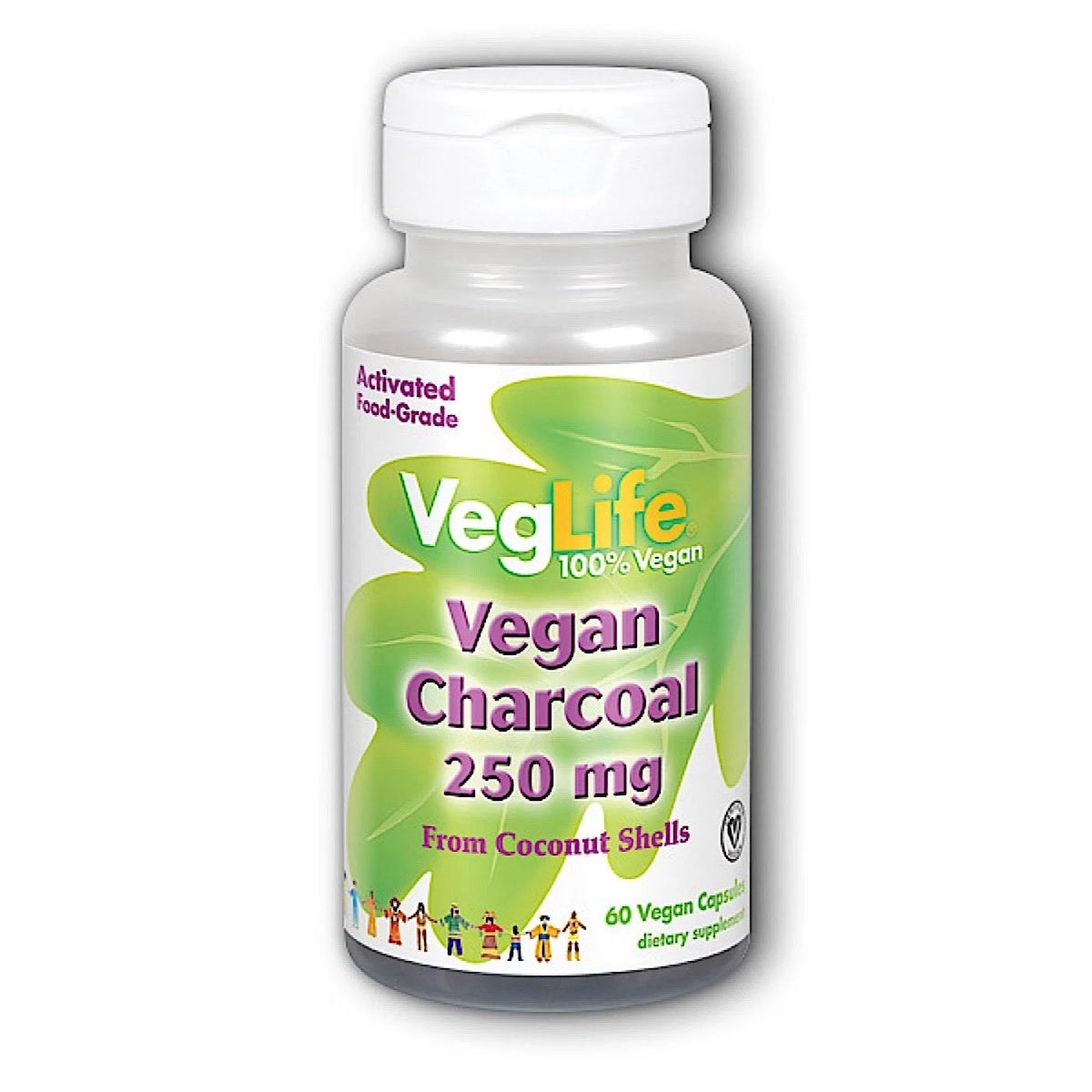 VegLife Vegan Charcoal 250 mg, 60 Vegan Capsules