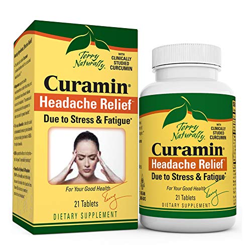 Terry Naturally Curamin Headache - Dietary Supplement with DLPA & Boswellia - Enhanced Absorption Curcumin to Support Headache Relief - Gluten-Free & Non-GMO Relaxation Supplement - 21 Tablets